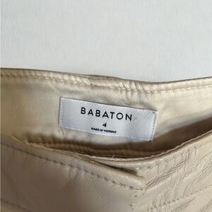 Aritzia Babaton Cream Pleather Pants (Not Ombre just lighting)
